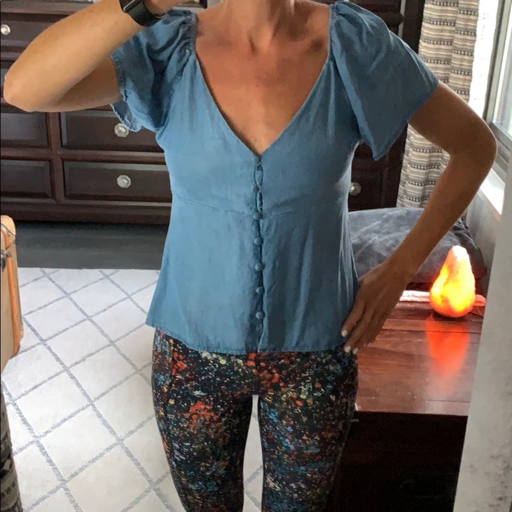 Zara Premium Denim Collection Peplum Top